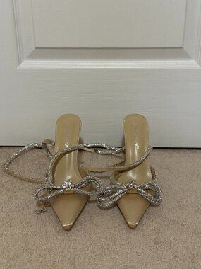 Public Desire Rhinestone Bow Pointed Toe Heels